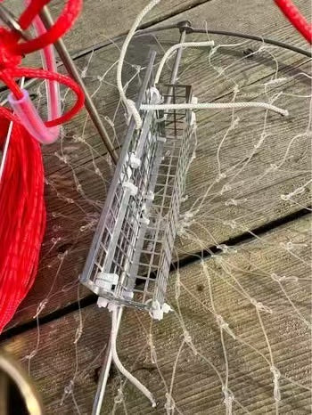 Trampa para cangrejos plegable de acero inoxidable hecha a mano – 55 cm con cuerda marina de 40 m
